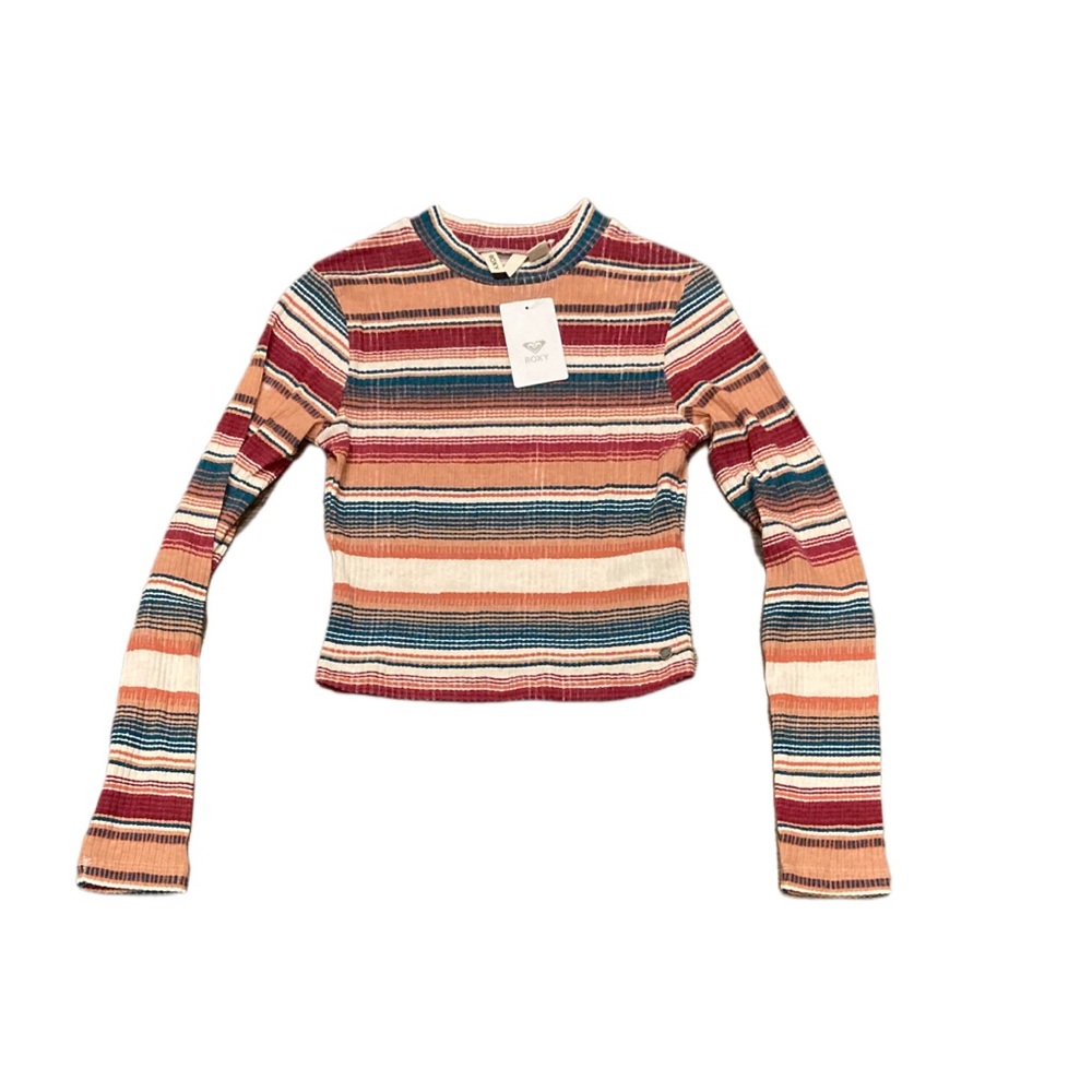 Roxy Women’s Cropped Ribbed Striped Turtleneck‎